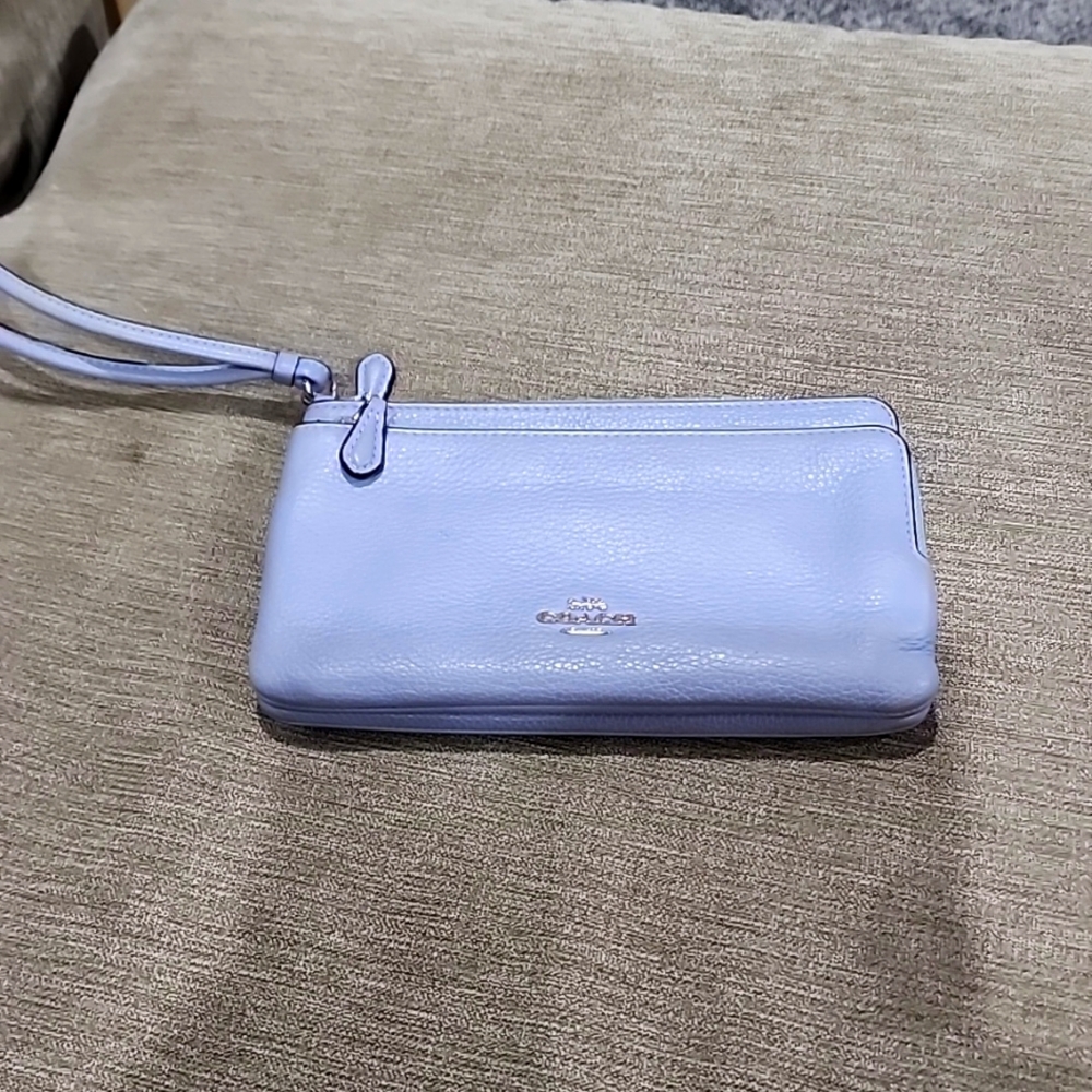Light blue coach wallet/wristlet